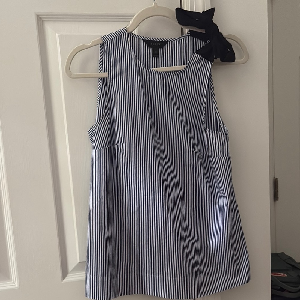 J. Crew Blue and White Boxy Sleeveless Tank Top